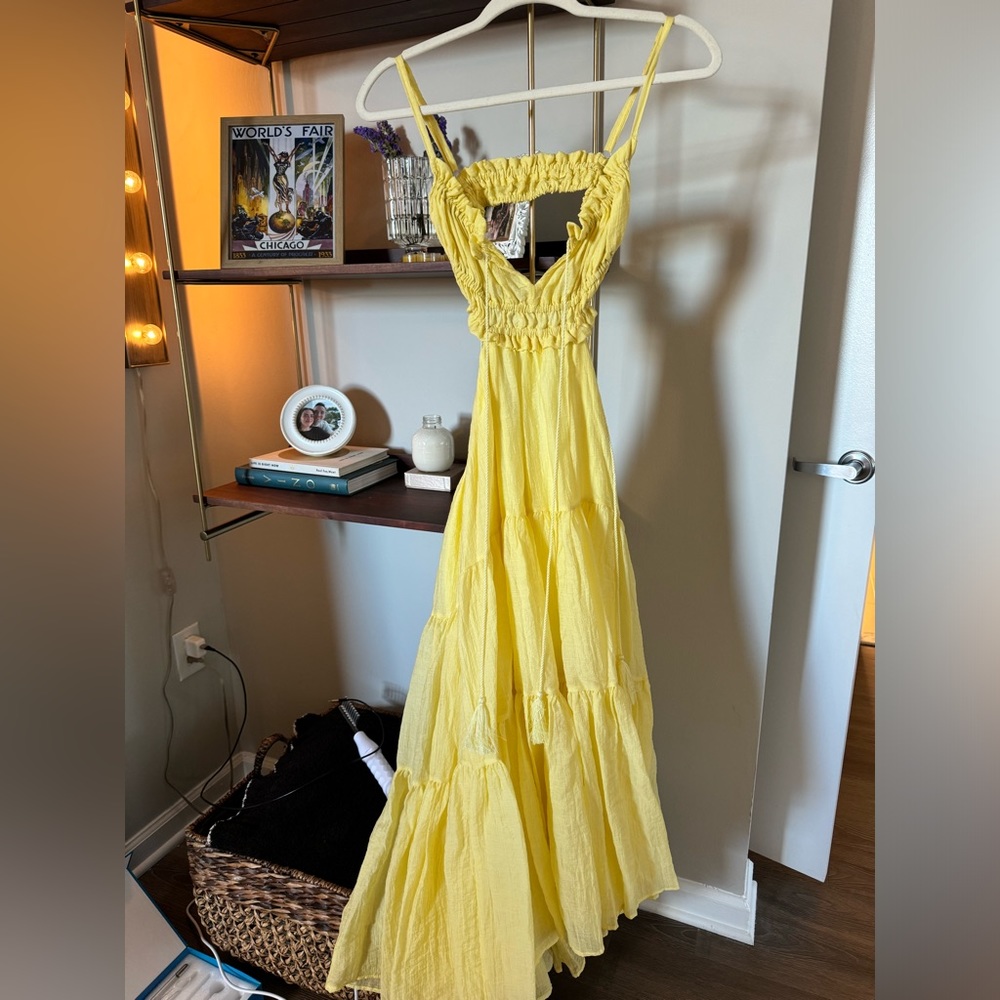 Yellow minimal back flowy summer dress
